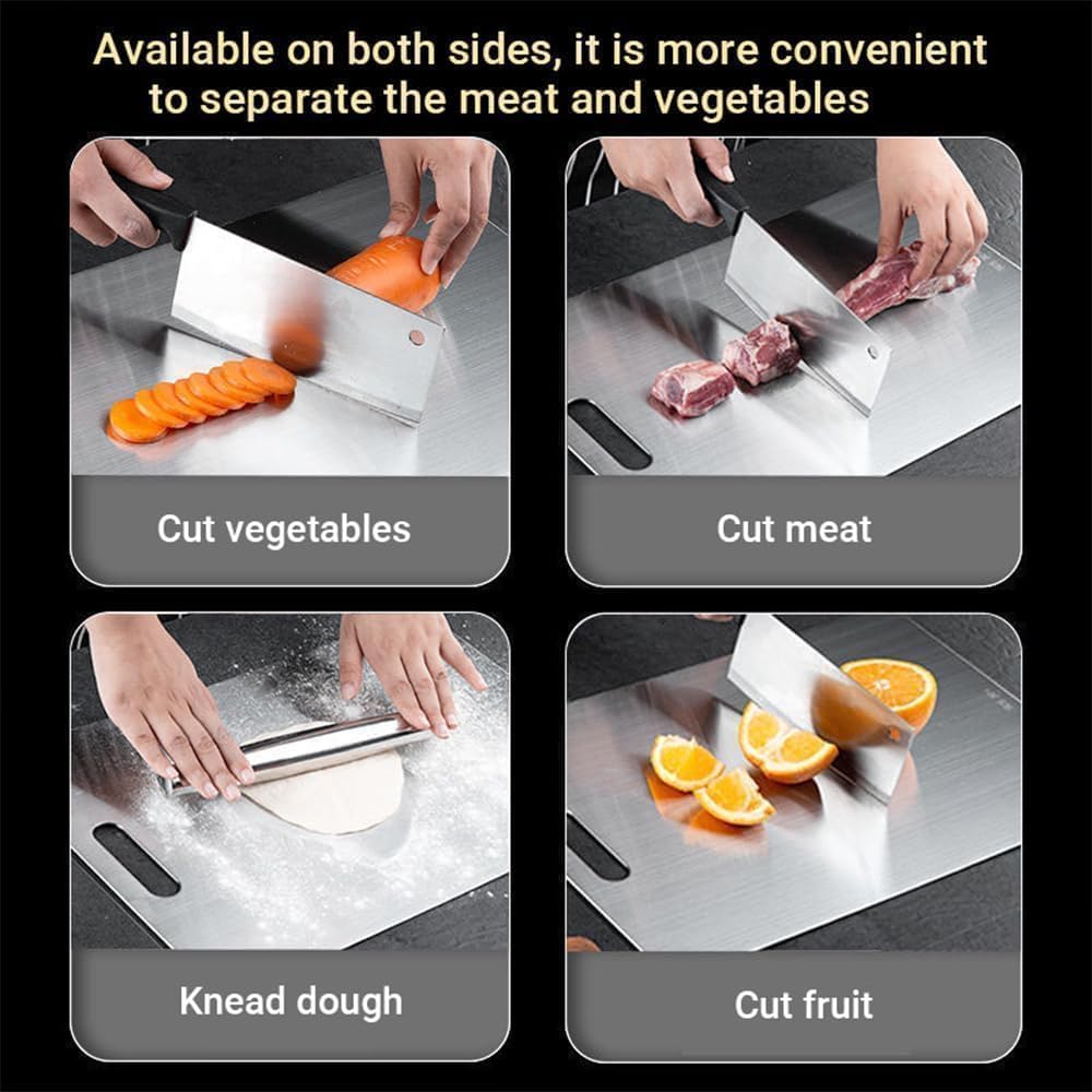 QINOSHMO titanium cutting board resists staining and odor buildup for longer freshness.
