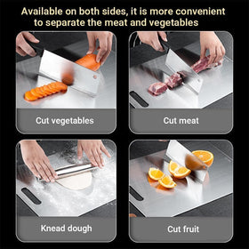 QINOSHMO titanium cutting board resists staining and odor buildup for longer freshness.