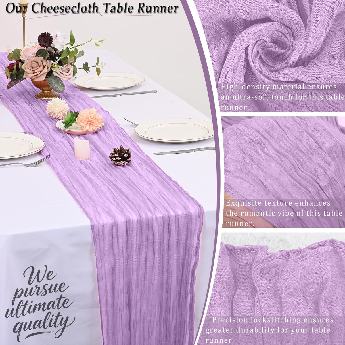 Close-up of QINZOVAL cheesecloth texture shows breathable rustic charm.