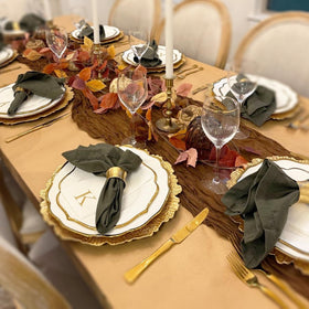 QINZOVAL party table runner in brown enhancing casual to festive settings
