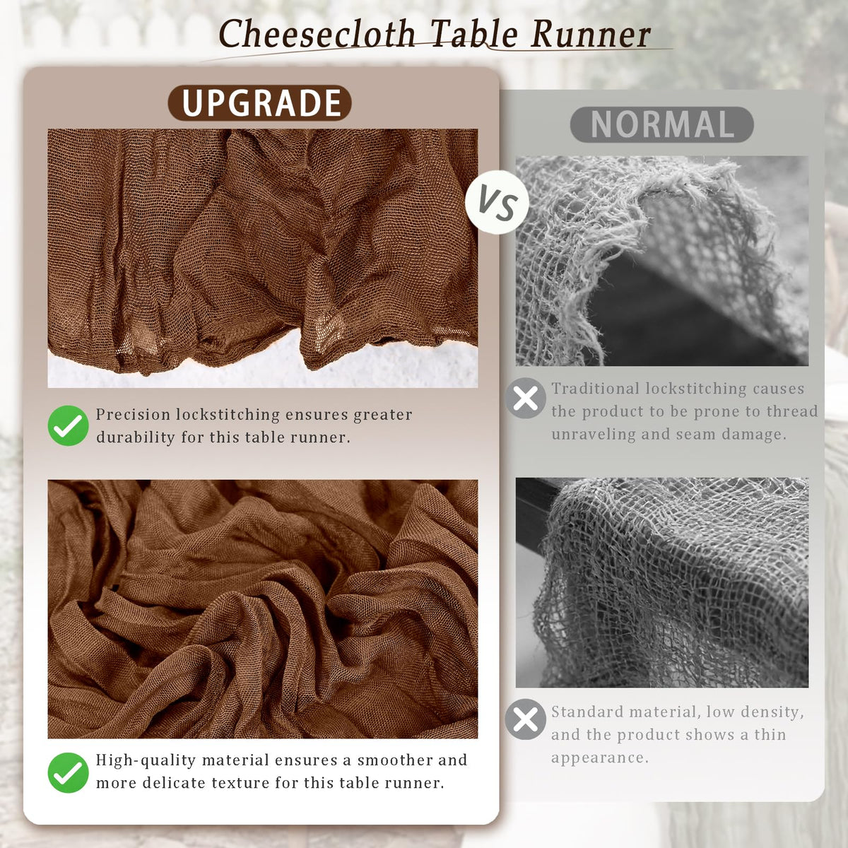 QINZOVAL rustic gauze runner close-up highlighting breathable texture