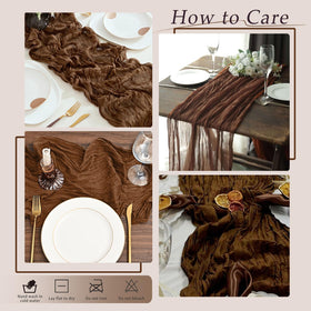 QINZOVAL wedding table decor with cheesecloth runner for romantic ambience