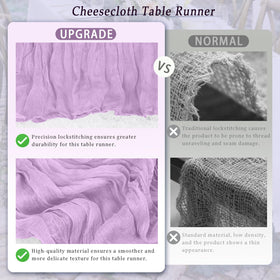 Wedding table setup with QINZOVAL lavender runners for a soft, boho ambiance.