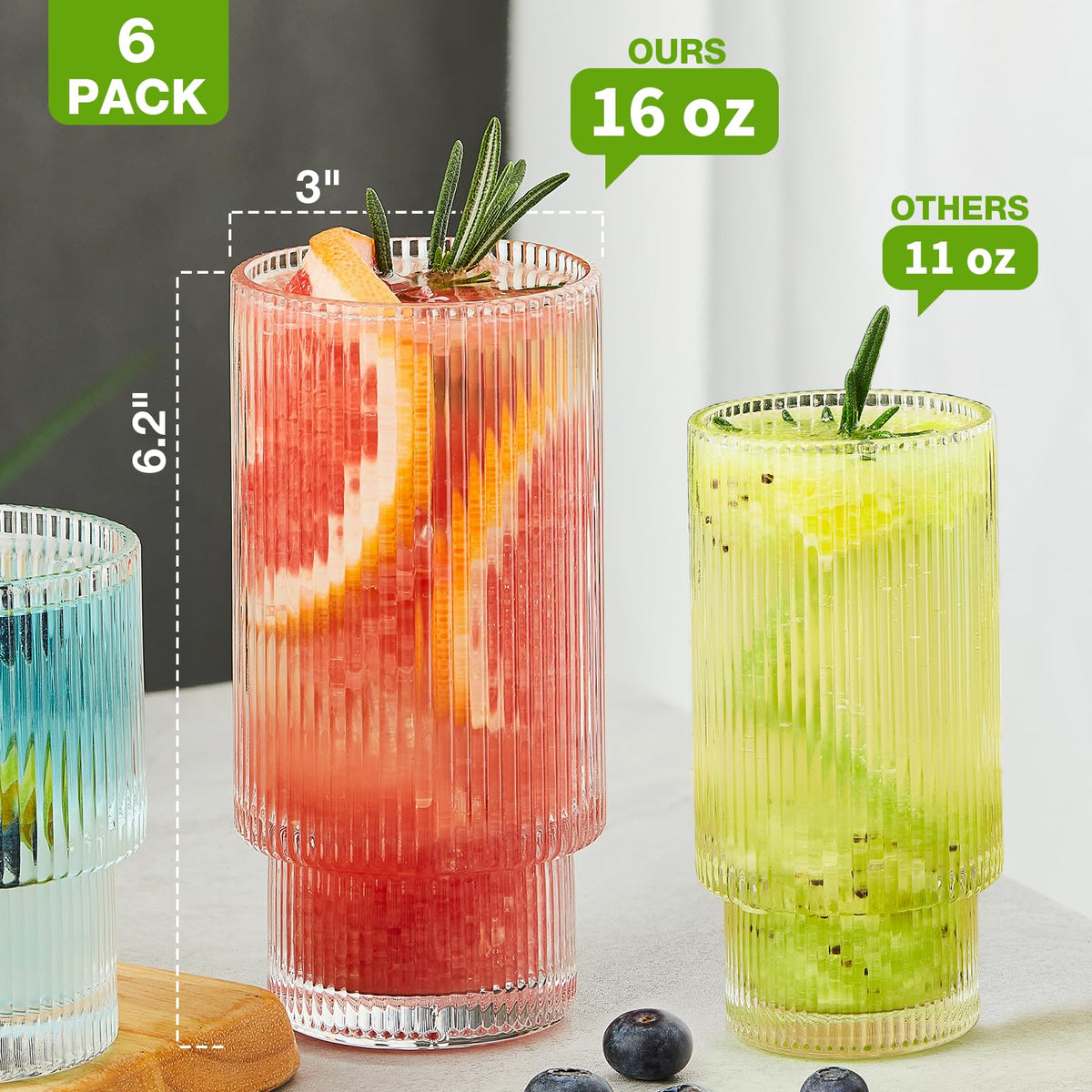 Qipecedm clear glass tumbler perfect for water, juice, and cold brews.