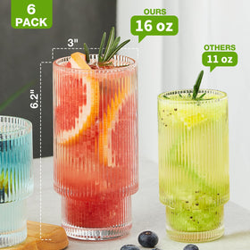 Qipecedm clear glass tumbler perfect for water, juice, and cold brews.