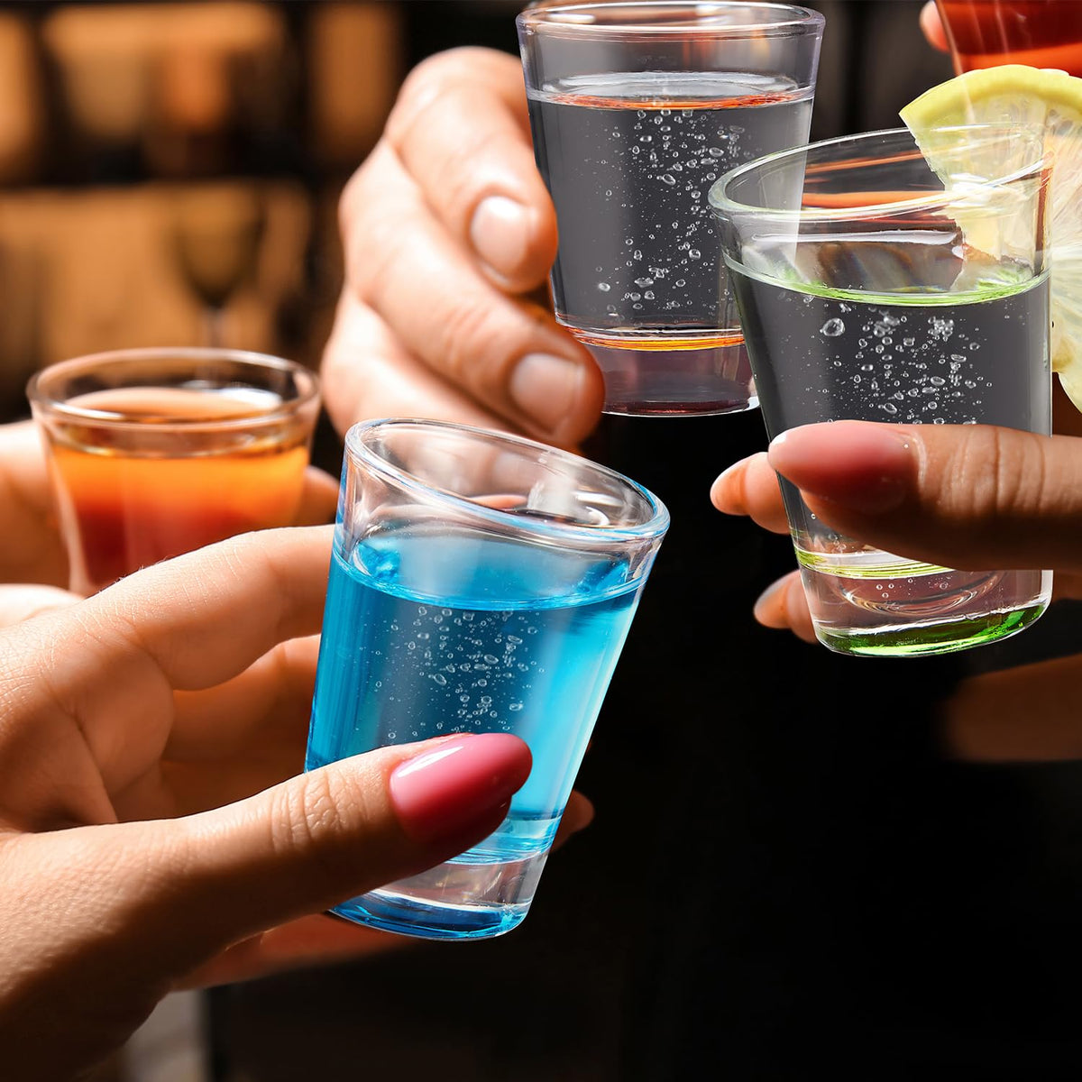 Qipecedm colorful shot glasses gift-ready 6 pack for celebrations.