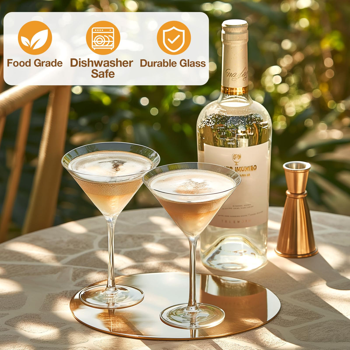 Qipecedm Dishwasher-safe crystal martini glasses for easy cleanup.