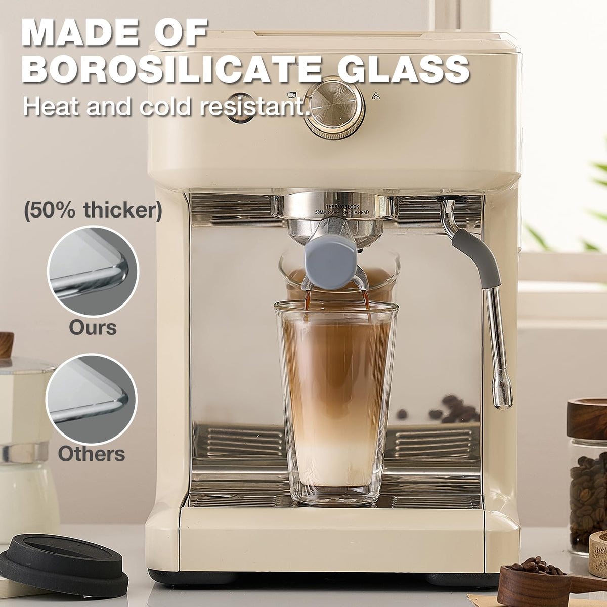 Qipecedm floating effect glass mug showcasing drinks suspended for visual appeal.