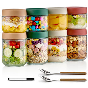 Qipecedm 16oz overnight oats jar with lid for quick morning meal prep.