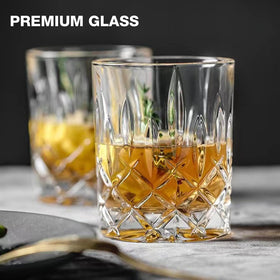 Qipecedm rocks 11oz glasses provide sturdy grip for whiskey on the rocks.