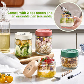 Qipecedm stackable glass jars save pantry and fridge space.