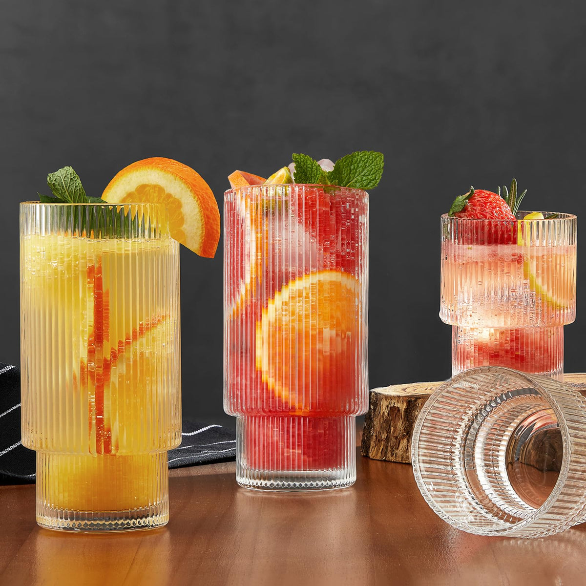 Qipecedm vintage highball 16oz glass ideal for refreshing cocktails and iced drinks.