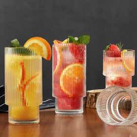 Qipecedm vintage highball 16oz glass ideal for refreshing cocktails and iced drinks.