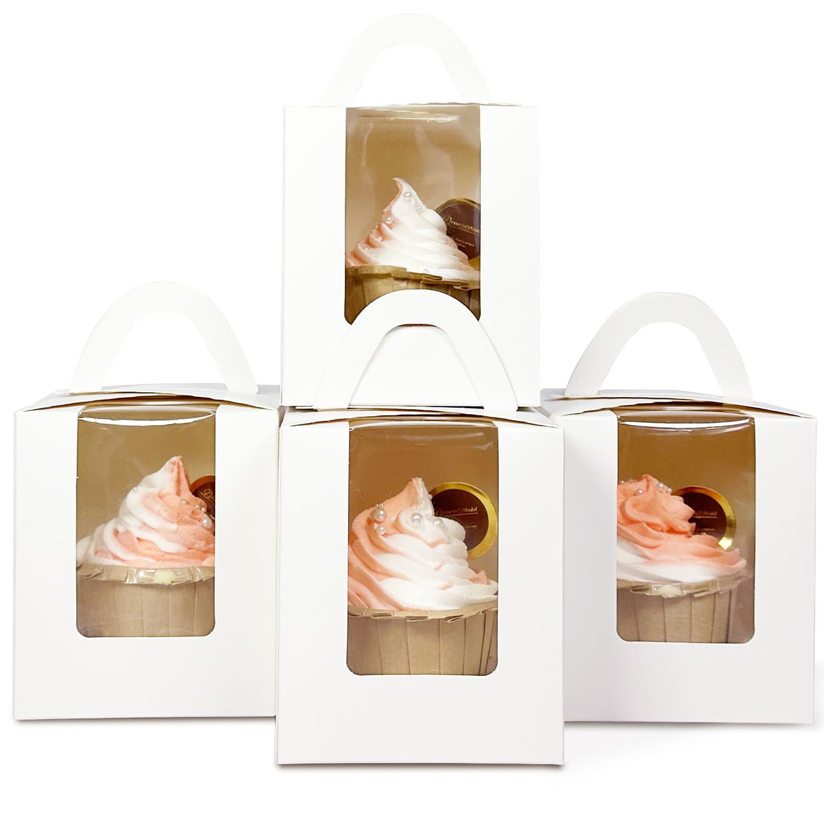 qiqee cupcake box with window displaying a cupcake for gift-ready presentation