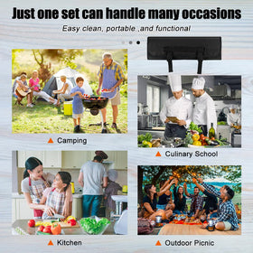 QIQU Chef Knife Bag interior shows 24 slots securely holding blades