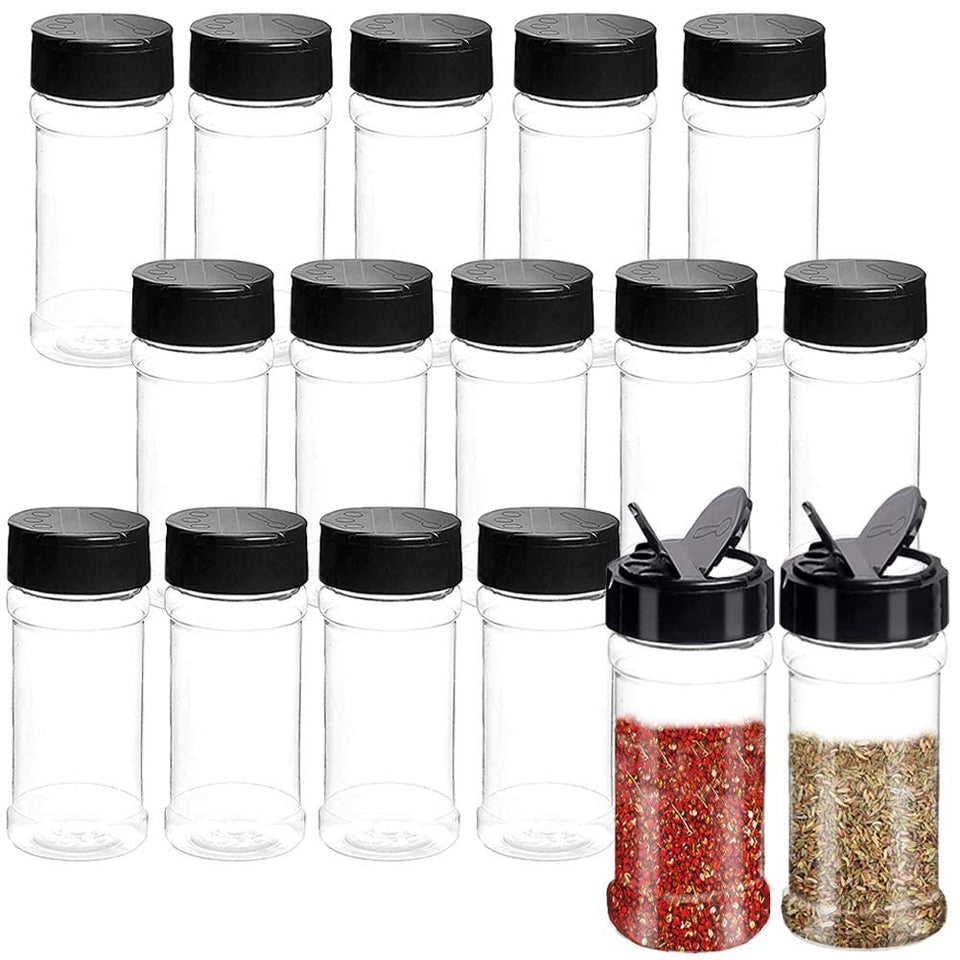 Qiuttnqn 16-piece spice containers with pour lids for precise seasoning.