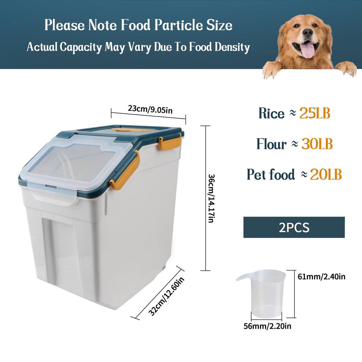 Qiveno airtight container with six-buckle lid and silicone seal preserves dry foods