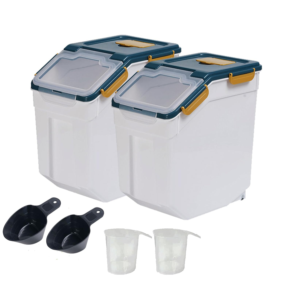 Qiveno large flour storage bin with wheels for easy movement and access
