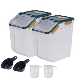 Qiveno large flour storage bin with wheels for easy movement and access