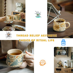 QIXCOZTI ceramic mug with 13oz capacity for everyday drinks.