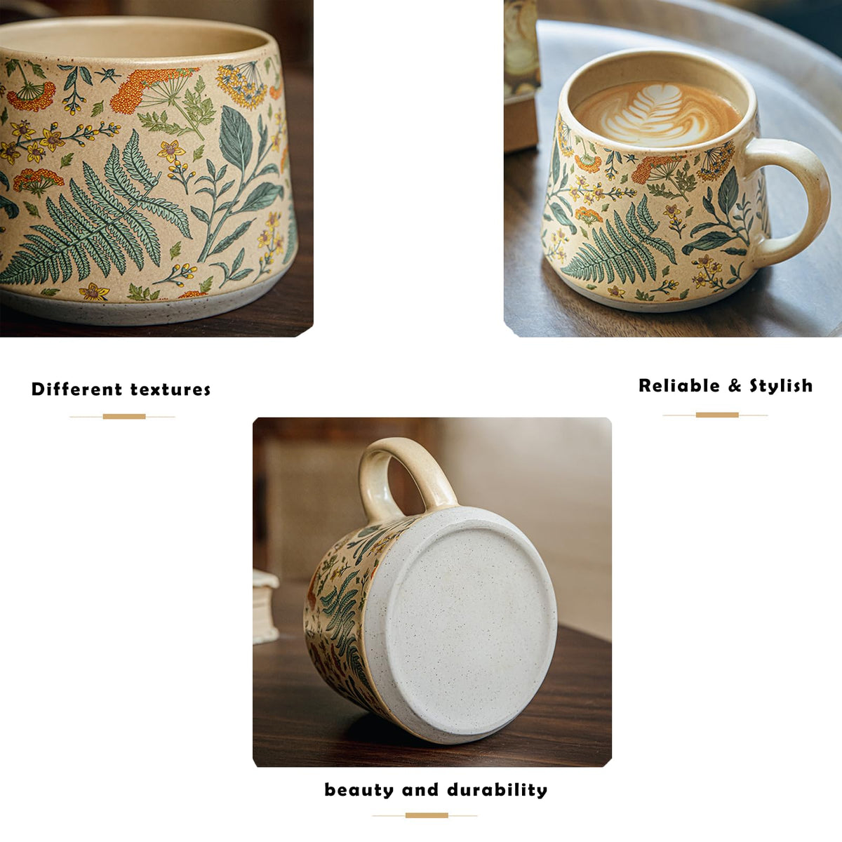 QIXCOZTI mug features smooth texture for comfortable sipping.