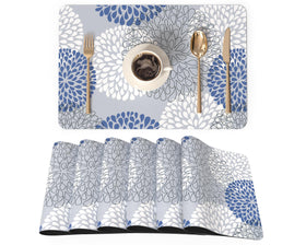 QiyI placemats set of six with blue floral design protects and elevates dining.