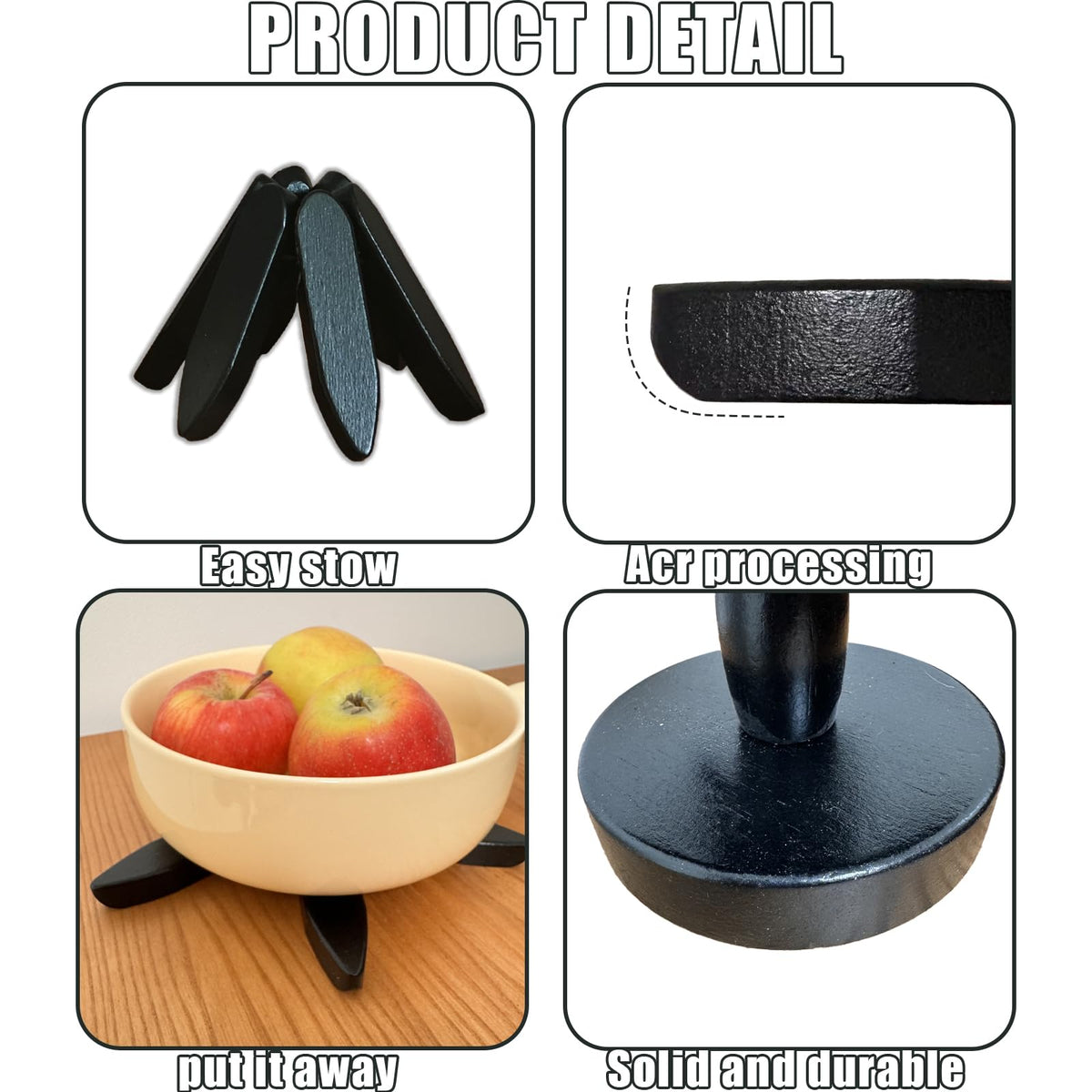 QIYLQE foldable trivet helps save space when not in use.
