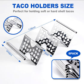 QKENDY taco rack stand holds 2-3 tortillas to keep fillings neat.