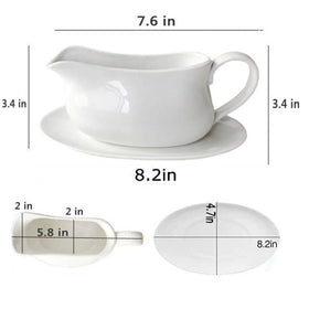 Qlans sauce boat with dressings and ketchup on table
