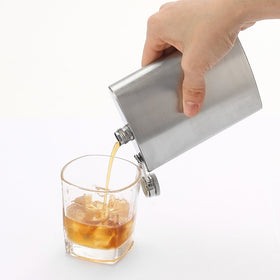QLL hip Flask 8 oz back view highlights durable stainless steel