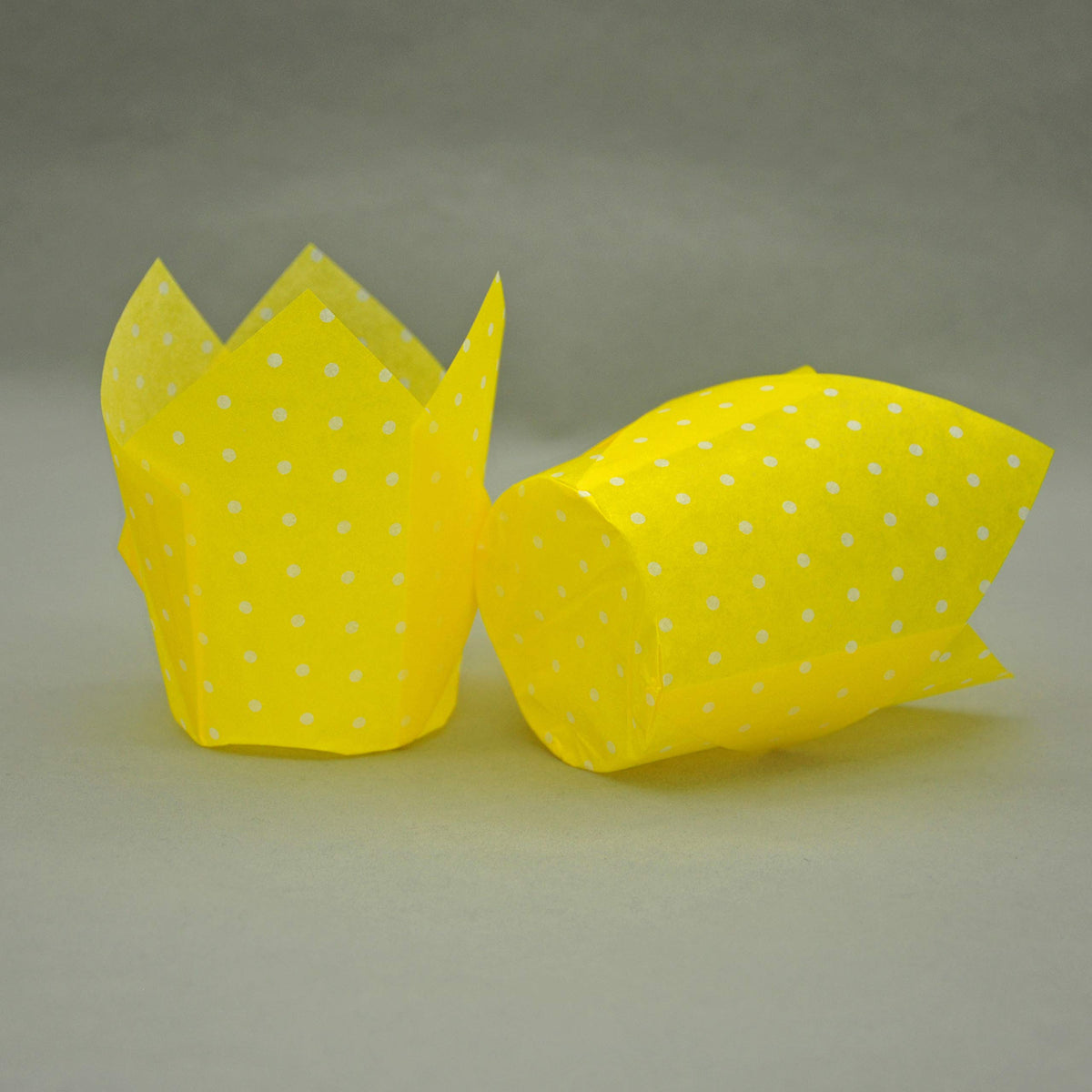 QLSmypkg Tulip yellow side-view cups on a baked tray