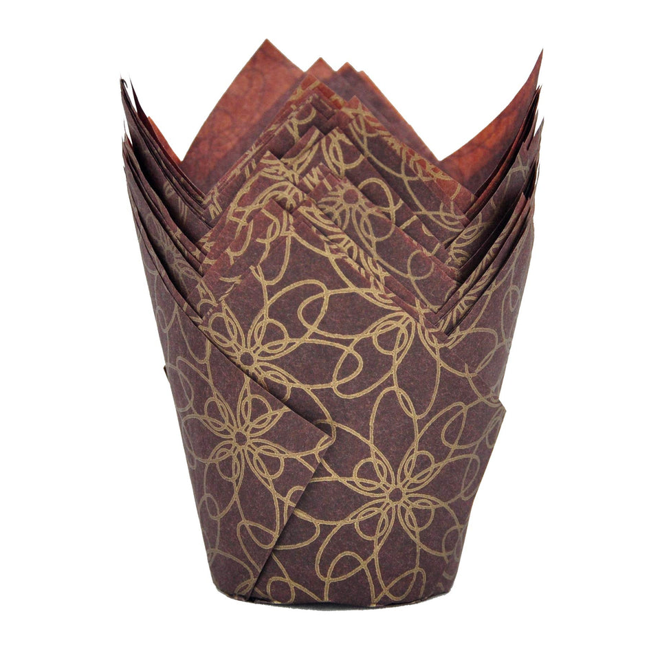 QLSmypkg tulip muffin cups in packaging for easy grab-and-go baking