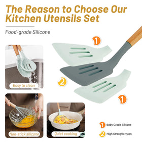 QMVESS wooden-handle utensils offer anti-scald comfort during long sessions