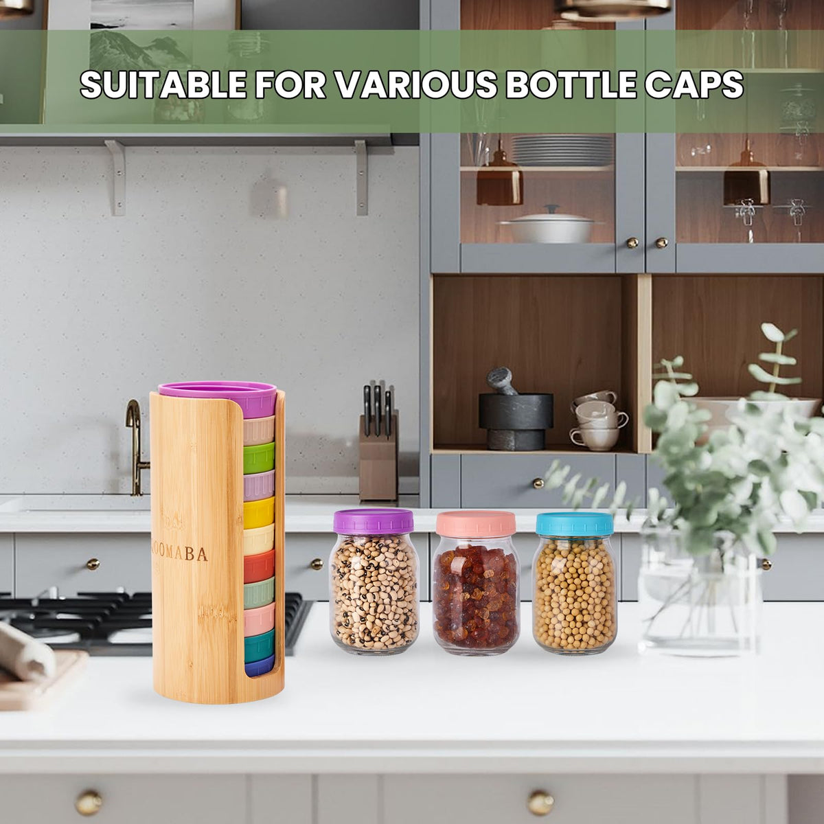 QOOMABA Lids inside organizer demonstrates orderly kitchen setup.