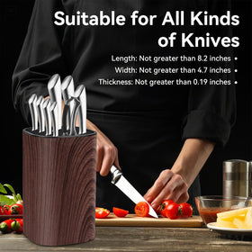 Qoosea Knife Block with Sharpening Rod Slot helps maintain edge between uses.