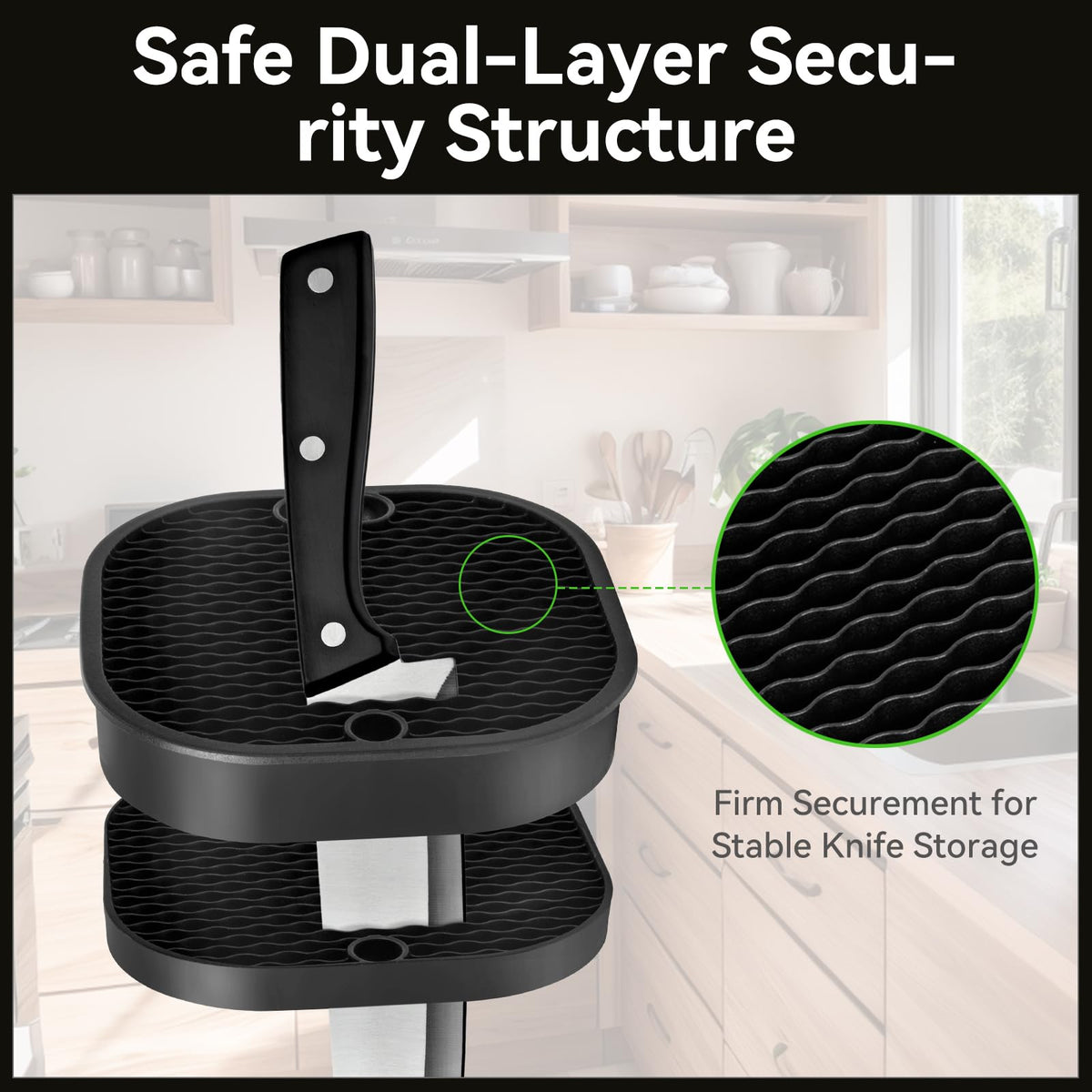 Qoosea Space-Saving Tower keeps frequently used knives within easy reach.
