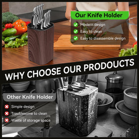Qoosea Knife Block Wave-Layer Design protects blades and prevents scratches during storage.