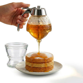 qortyavvu 8oz honey dispenser front view for mess-free pouring on tea and toast