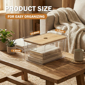 The bamboo top on the qortyavvu dispenser adds natural style.