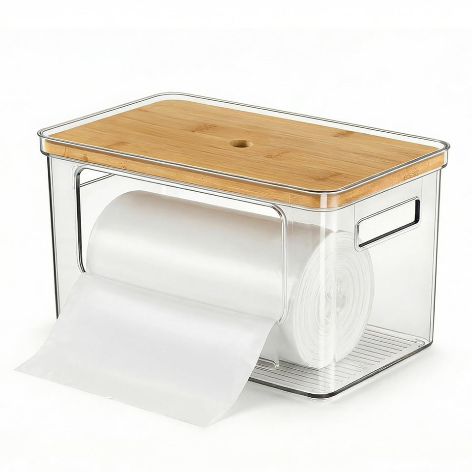 qortyavvu trash bag dispenser with a clear view for quick restocking.