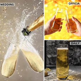 QOWOEO crystal-clear champagne glasses highlight color and bubbles