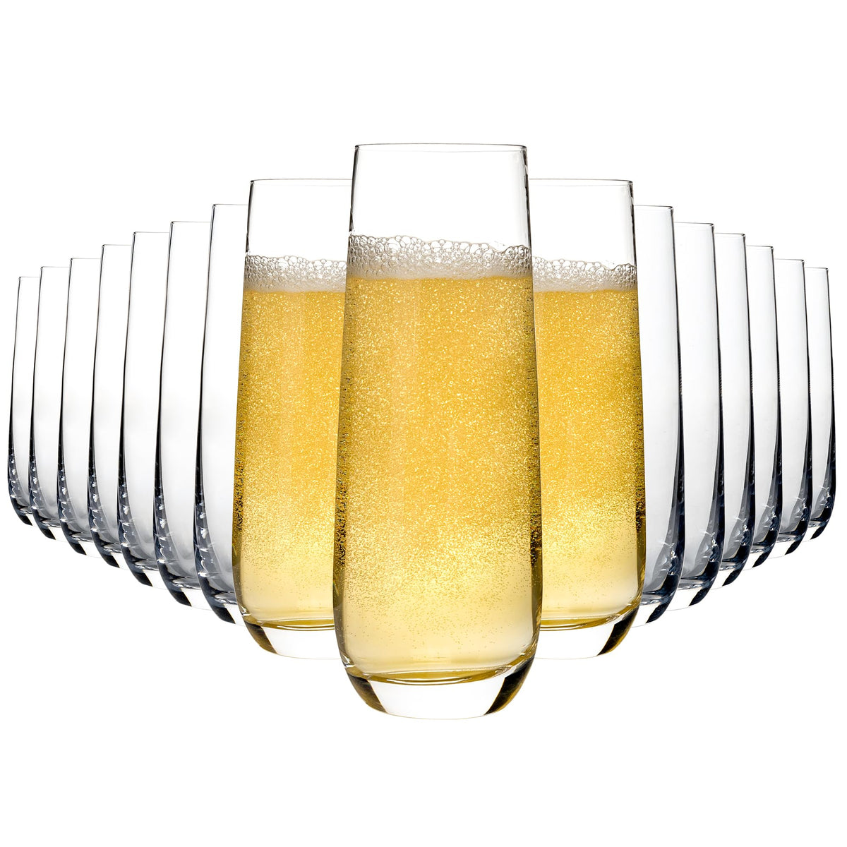 QOWOEO stemless champagne glasses set of 16 in crystal-clear glass for celebrations