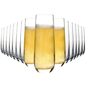 QOWOEO stemless champagne glasses set of 16 in crystal-clear glass for celebrations