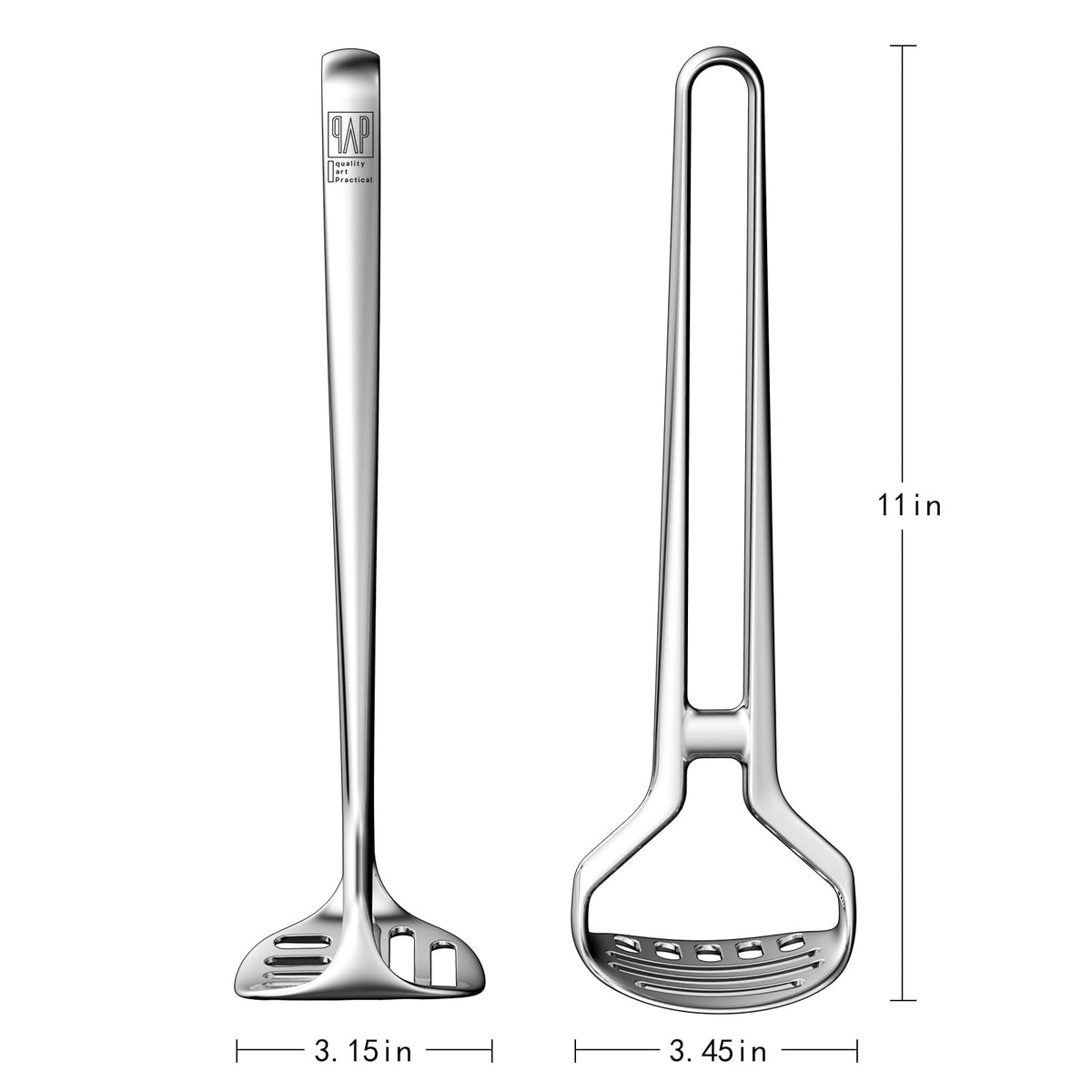 qAp 11-inch long-lever masher delivers strong leverage for larger batches.