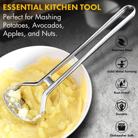 qAp heavy-duty potato masher with dishwasher-safe, one-piece design eases cleanup.