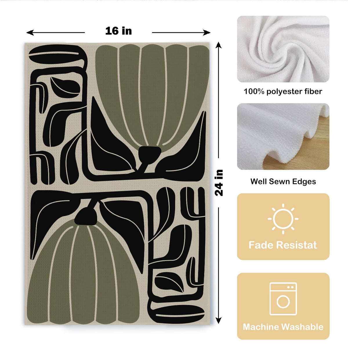 Qpenm Sage Green Groovy towel pair—excellent absorbency for dishes and hands.