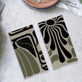 Qpenm Sage Green Groovy kitchen decor towel—stylish boho accent in any room.