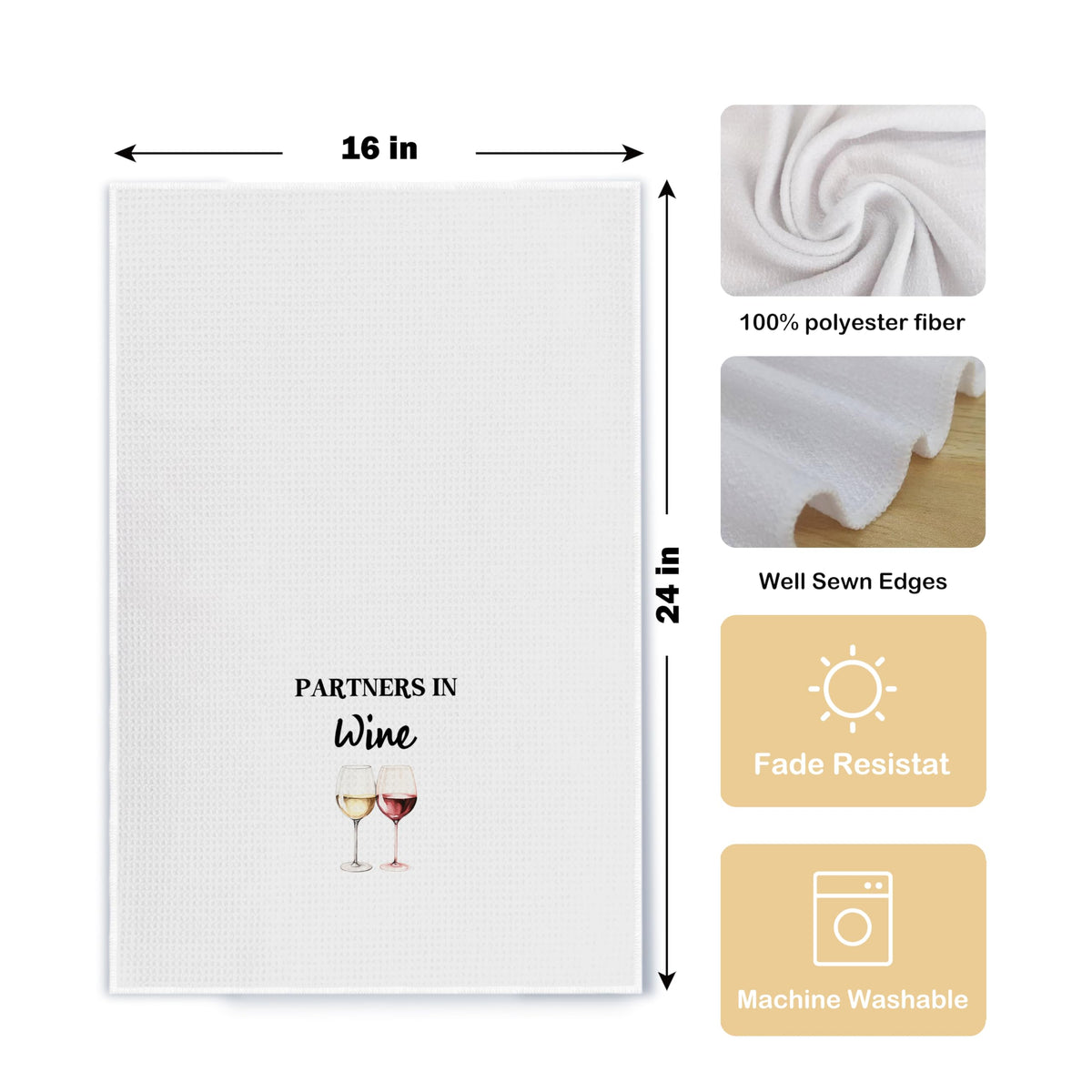 Qpenm funny wine towel set shown as a gift-ready kitchen accessory for wine lovers.