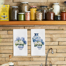Qpenm chinoiserie towel set 24x16 inches for reliable kitchen use