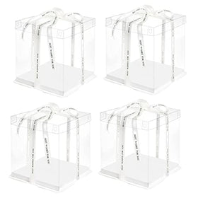QPEY clear cake box top view highlights the dessert with crisp visibility for gifting.